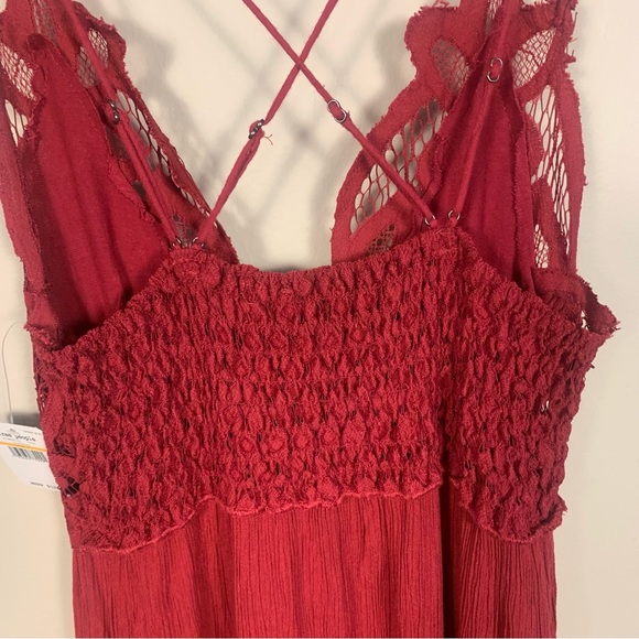 Free People Intimately Adella Lace Detail Strappy Back Maxi Slip Dress Cranberry - Picture 10 of 15